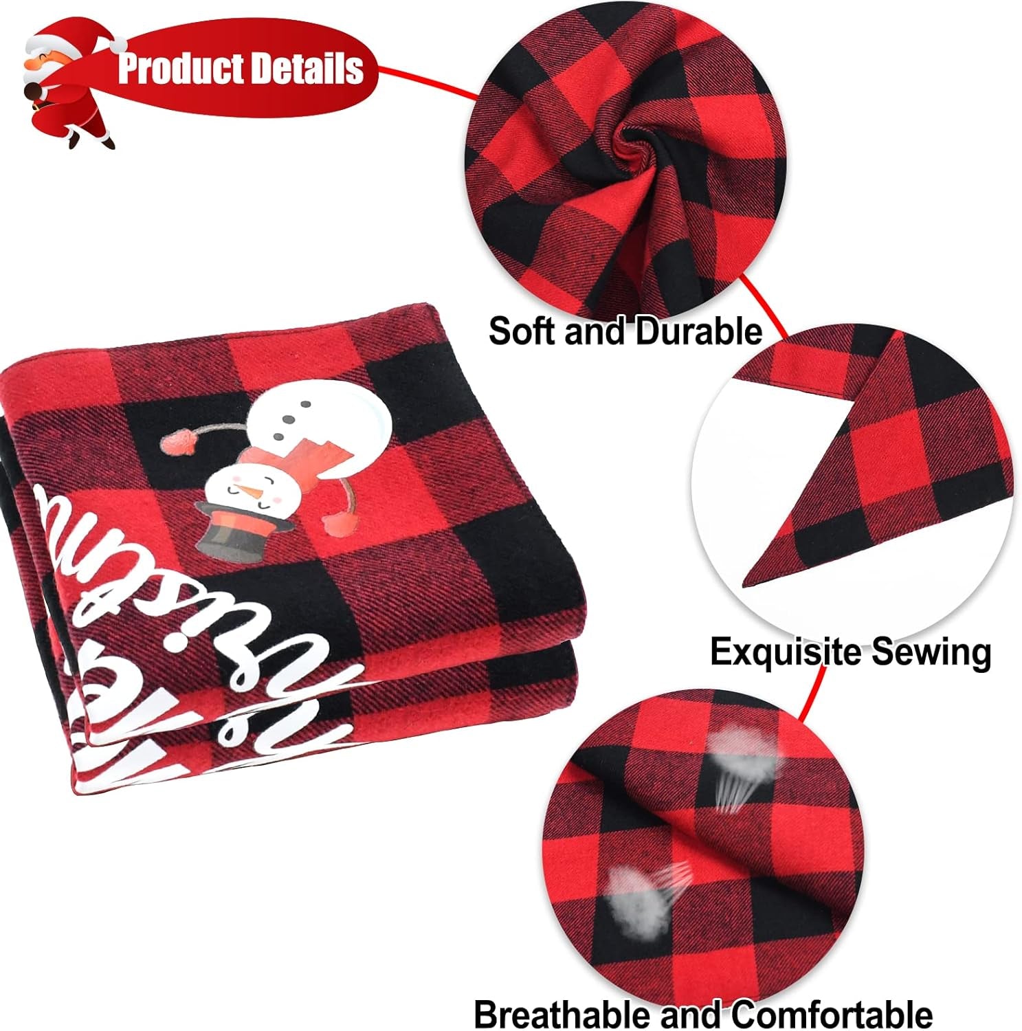 2 Pack Christmas Dog Bandana, Classic Red Green Buffalo Plaid Dog Bandana Pets Scarf Triangle Bibs Kerchief Set Pet Costume Outfit Accessories for Small Medium Large Dogs Cats Pets (Large)